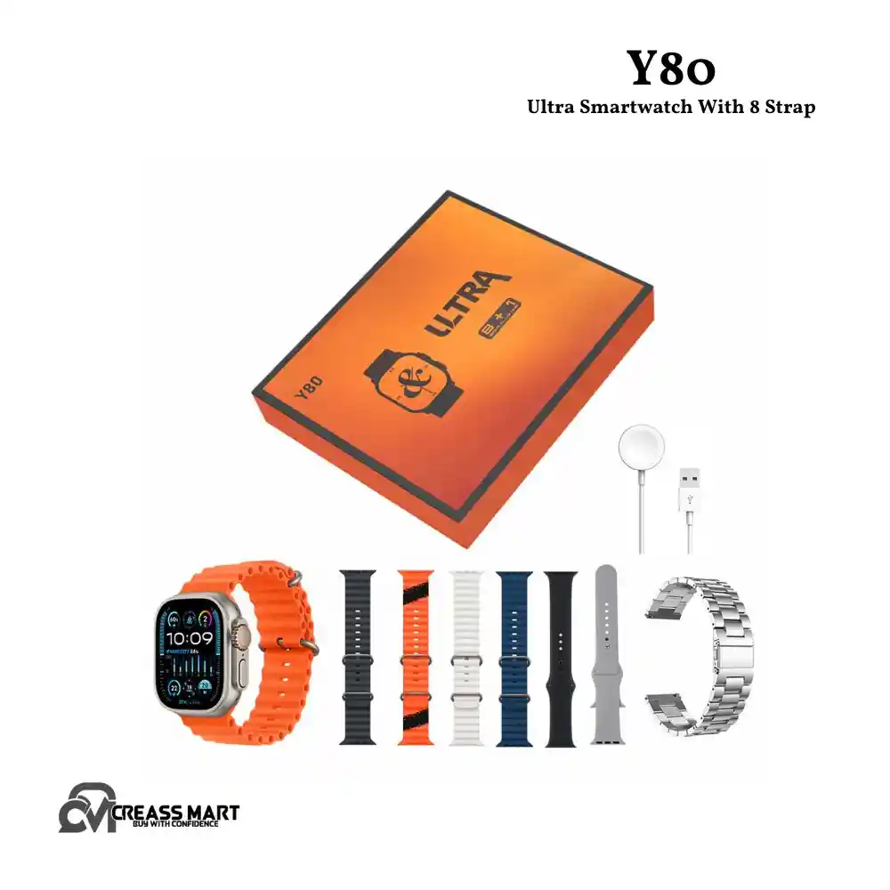Y80 Ultra Smartwatch With 8 Strap