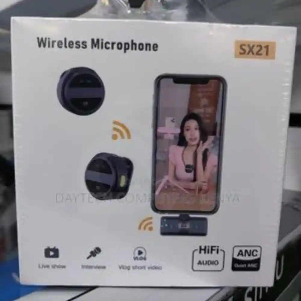 SX21-New 2-in-1 Wireless Lavalier Microphone u2013 Dual Mic Setup for Crystal Clear Mobile Recording