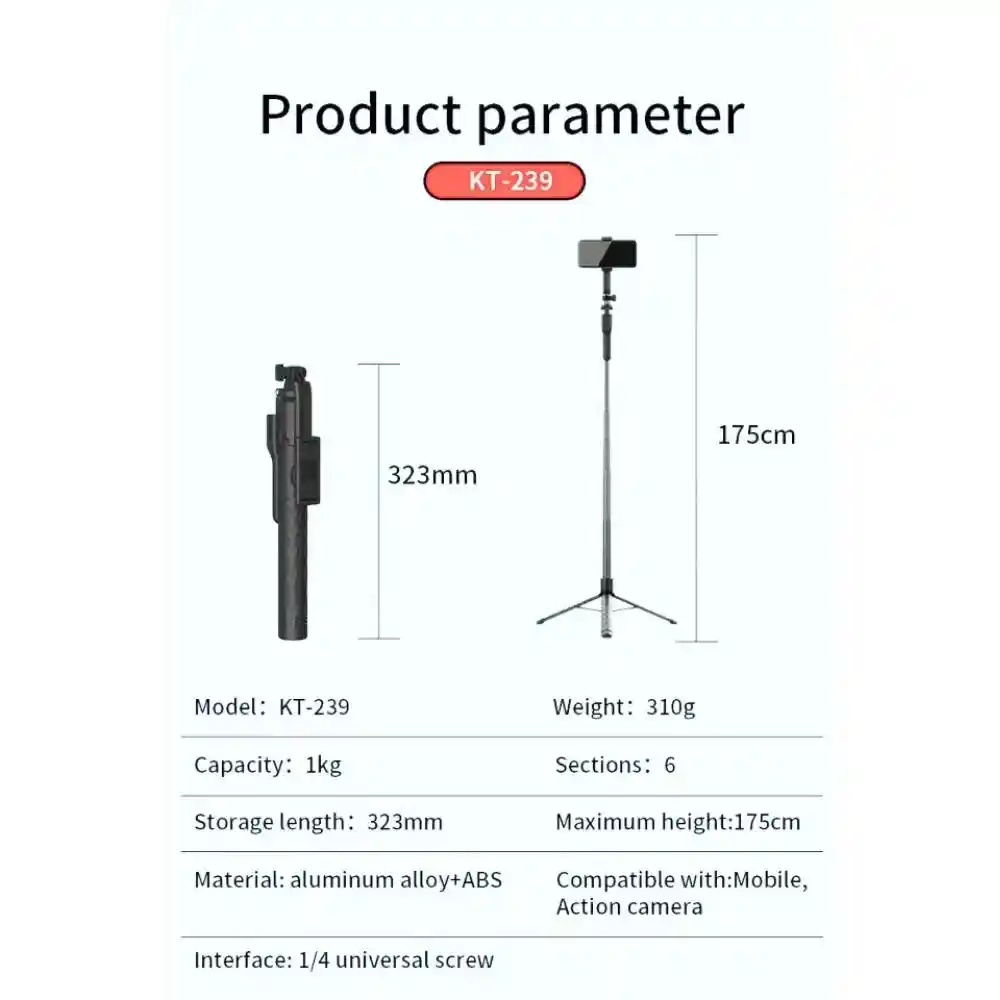 Jmary KT-239 Extendable Tripod and Selfie Stick
