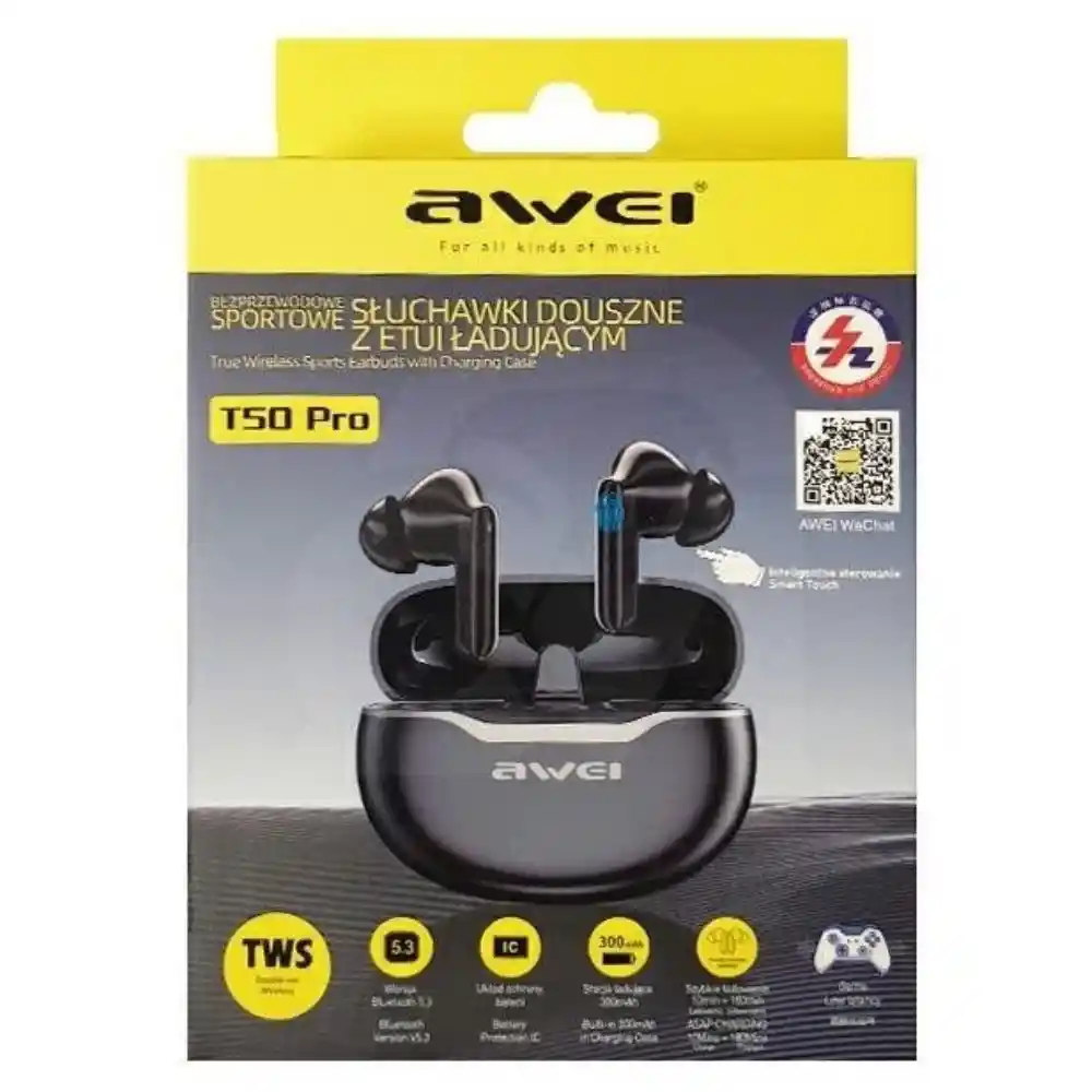 Awei T50 Wireless Headphones Bluetooth 5.3 Earbuds With Mic