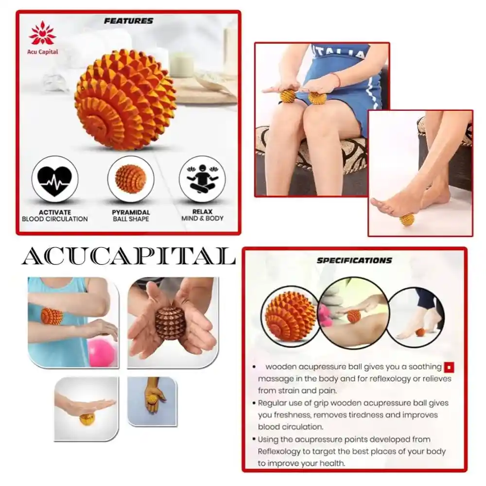 Acupressure Wooden Ball Hand Roller Palm Massager