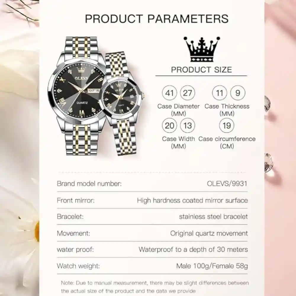 Olevs Couple Watches Stainless Steel