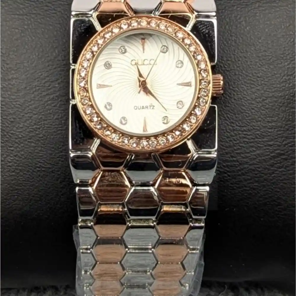 Elegant Multi Ladies Quartz Watch With Crystal Bezel