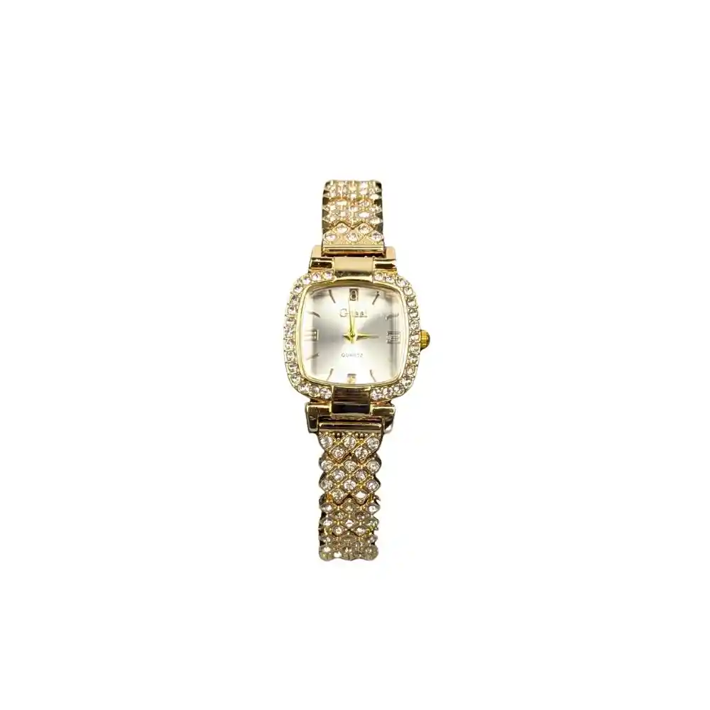 Luxury Golden Stone Studded Ladies Quartz Watch