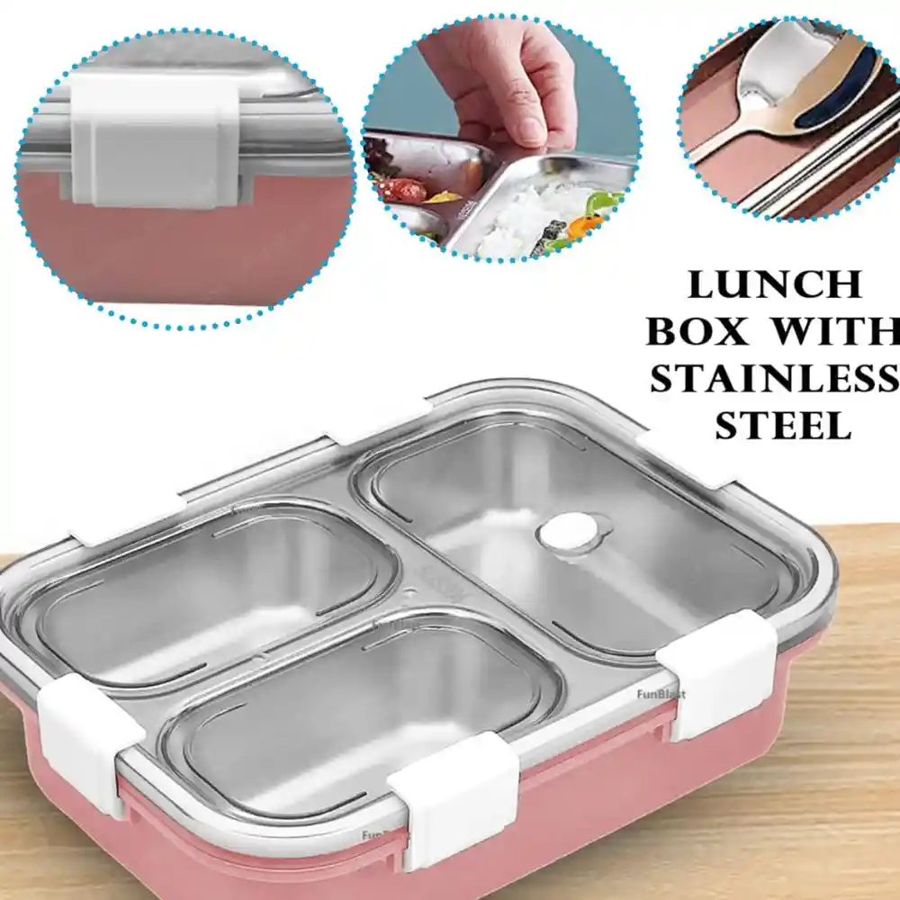  Tedemei Stainless Steel Lunch Box With 3 Compartments1.2 L 