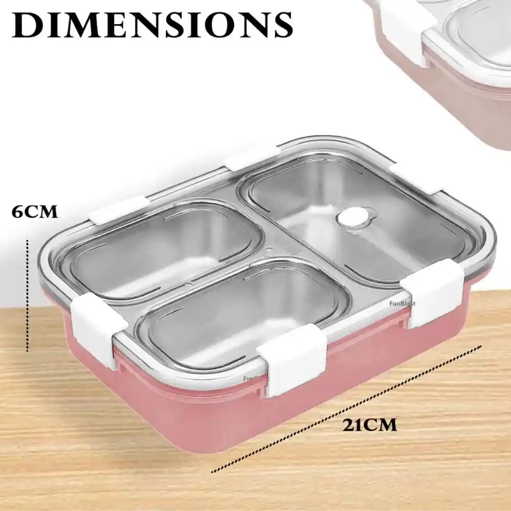  Tedemei Stainless Steel Lunch Box With 3 Compartments1.2 L 