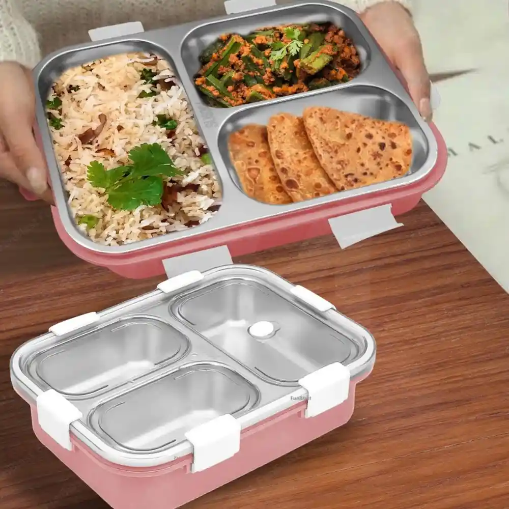  Tedemei Stainless Steel Lunch Box With 3 Compartments1.2 L 