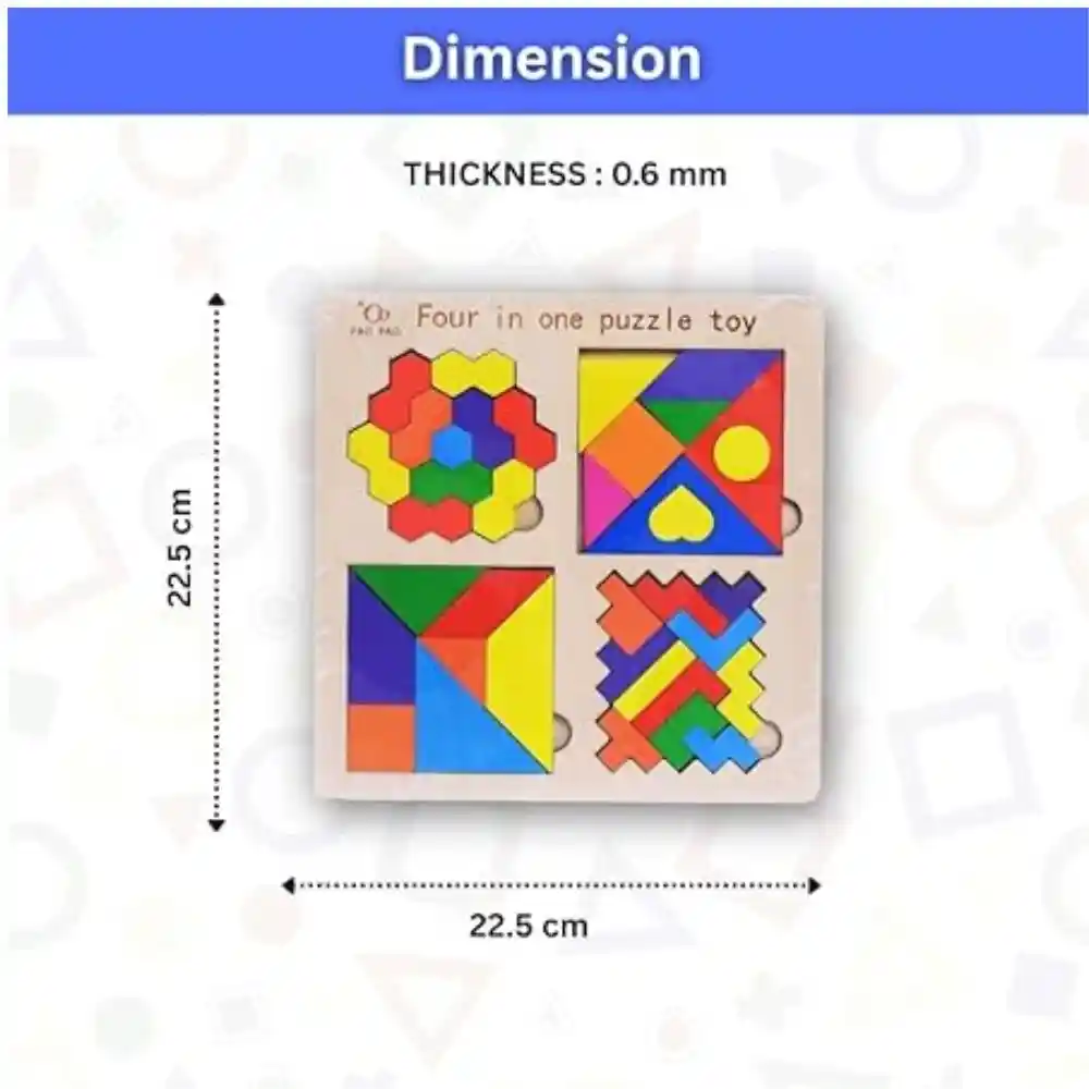 Wooden 4-in-1 Montessori Tangram Puzzle Set Price In Bangladesh