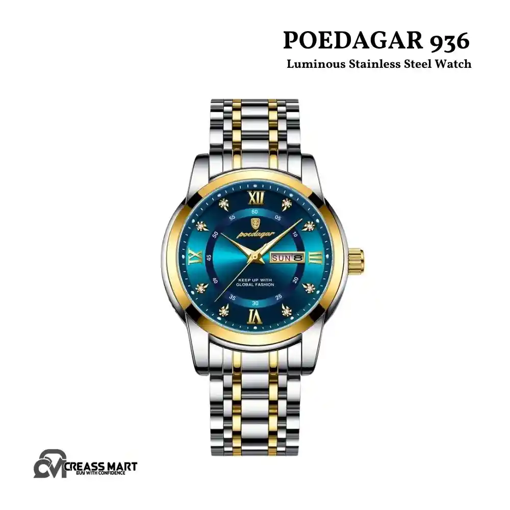 POEDAGAR 936 Luminous Stainless Steel Watch