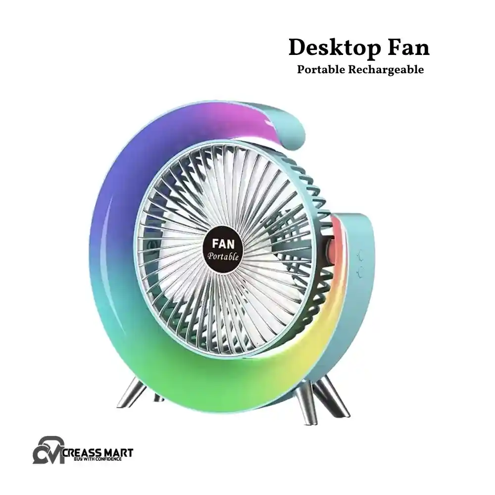 Portable Rechargeable RGB Desktop Fan