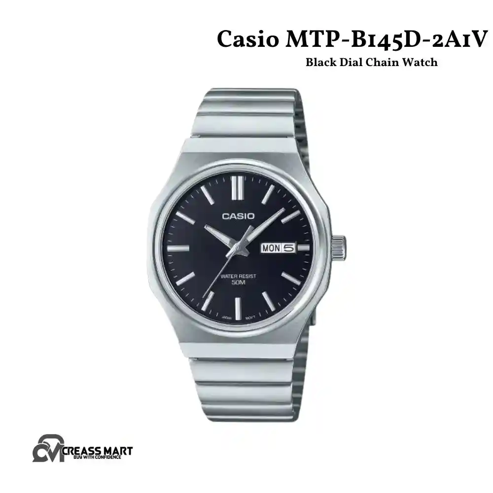 Casio MTP-B145D-2A1V Black Dial Chain Watch