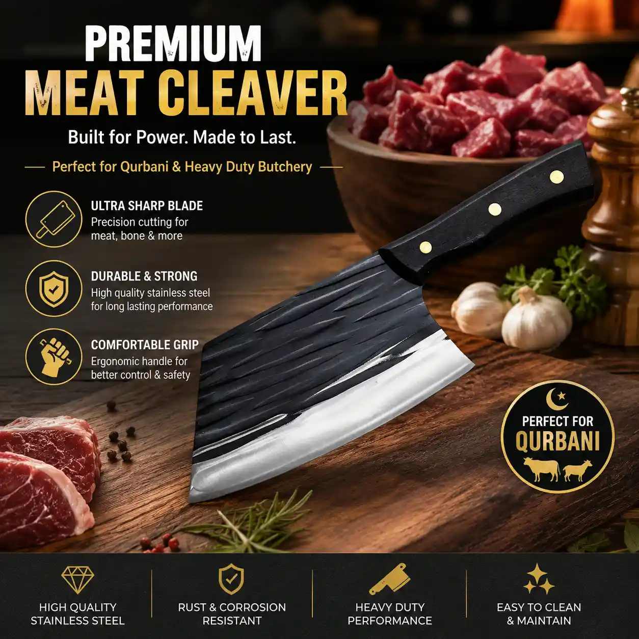 Damascus-Steel-Kitchen-Knife-and-Wooden-Handle-Chef's-Knife