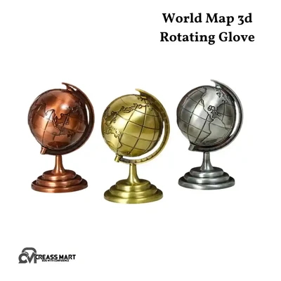 3D Rotating World Map Globe Decor