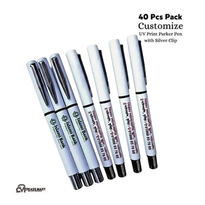 40 Pcs Pack Custom UV Print Parker Pen with Silver Clip