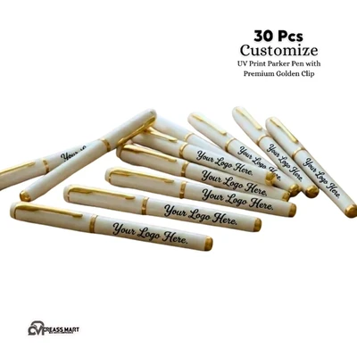 30 Pcs Custom UV Print Parker Pen with Premium Golden Clip