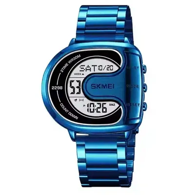 SKMEI 2298 Blue Stainless Steel Digital Watch