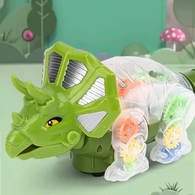 Transparent Gear Dinosaur Toy with Music