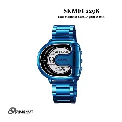 SKMEI 2298 Blue Stainless Steel Digital Watch